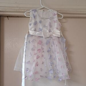 Floral White Dress with Bow